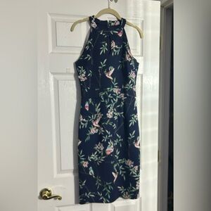 New York & Company Navy Floral Midi Dress